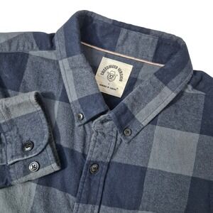 Customized Version by Dubinik Flannel Shirt Mens Large Blue Buffalo Plaid Cotton